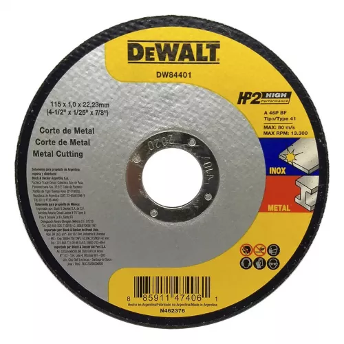Disco Corte Metal Acero Inox 4.1/2X1/25X7/8 Dewalt Dw84401 - DEWALT