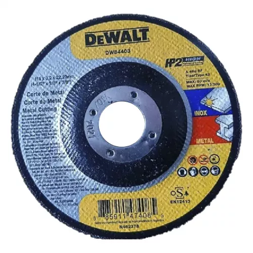 Disco Corte Metal Acero Inox 4.1/2X1/25X7/8 Dewalt Dw84403 - DEWALT