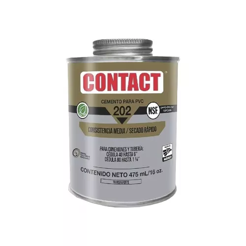 Cemento Pvc 475Ml 16Oz Transparente Etique Contact Z-20203