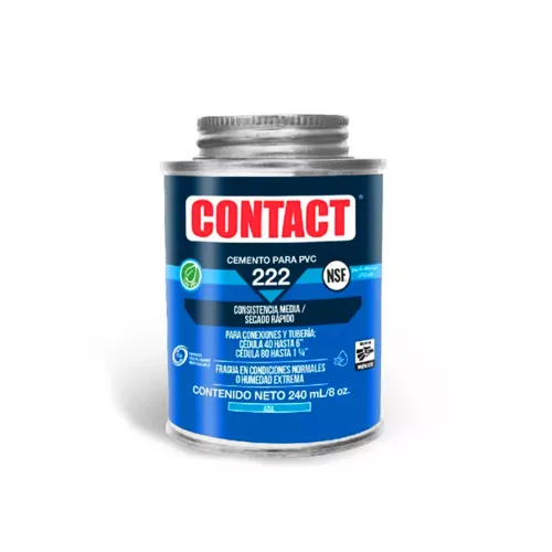 Cemento Pvc 240Ml 8Oz Azul Secado Rapido E Contact Z-22202 - CONTACT