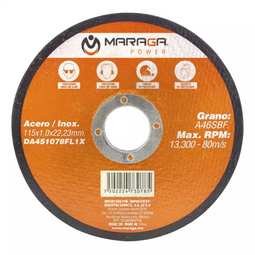 Disco Corte Metal 4 1/2X3/32X7/8 Maraga Maraga Da451078Fl1X - MARAGA