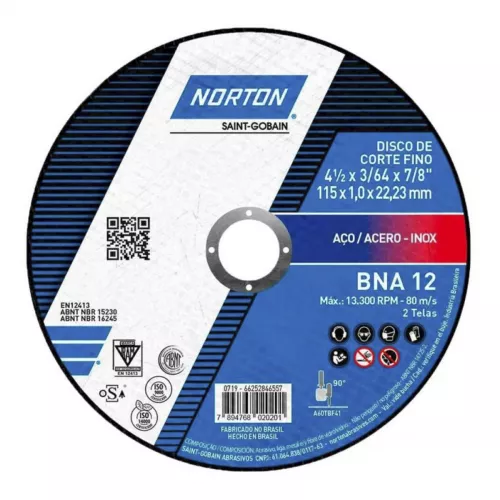 Disco Corte Metal Acero Inox 4.1/2X1.0Mmx Norton 66252846557 - NORTON